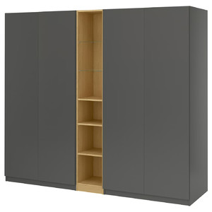 PAX / FORSAND Wardrobe combination, dark grey dark grey/oak effect, 235x60x201 cm