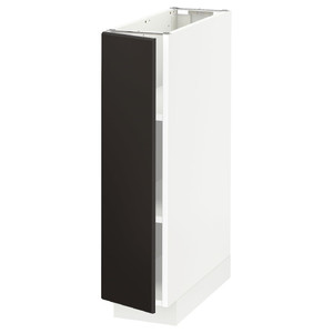 METOD Base cabinet with shelves, white/Kungsbacka anthracite, 20x60 cm