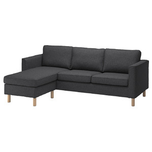 PÄRUP 3-seat sofa with chaise longue, Gunnared dark grey