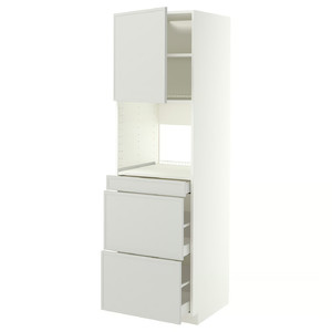 METOD/MAXIMERA Hi cab f micro combi w door/3 drwrs, white/Aspudden light grey, 60x60x200 cm