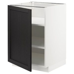 METOD Base cabinet with shelves, white/Lerhyttan black stained, 60x60 cm