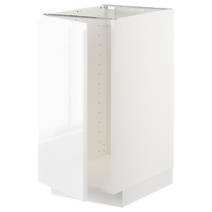 METOD Base cab f sink/waste sorting, white/Voxtorp high-gloss/white, 40x60 cm