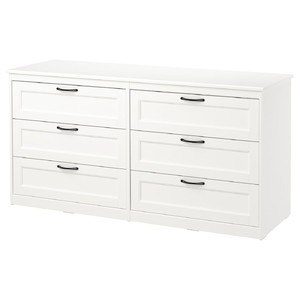 SONGESAND Chest of 6 drawers, white, 161x81 cm
