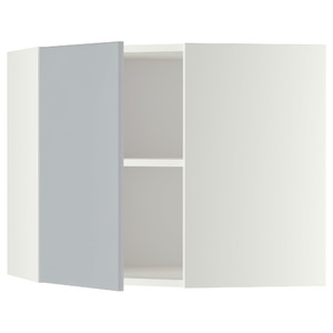 METOD Corner wall cabinet with shelves, white/Veddinge grey, 68x60 cm