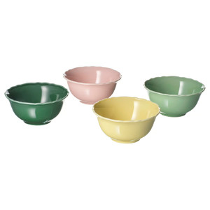 UPPLAGA Bowl, light green pink/green yellow, 13 cm