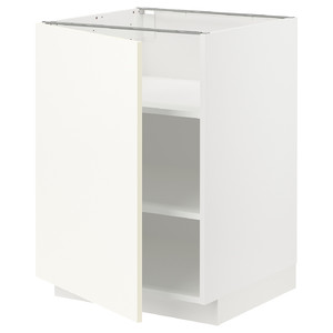 METOD Base cabinet with shelves, white/Vallstena white, 60x60 cm