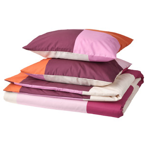 BRUNKRISSLA Duvet cover and 2 pillowcases, pink, 200x200/50x60 cm