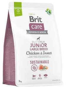 Brit Care Sustainable Junior Large Breed Chicken & Insect Dog Dry Food 3kg