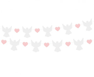 Paper Decorative Garland Angels & Pink Hearts 150cm