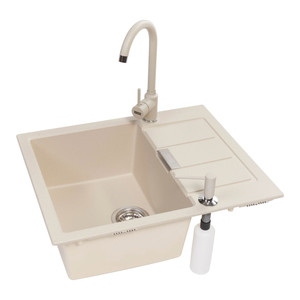 Franke Kitchen Sink 1-Bowl with Tap & Dispenser, nut