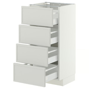 METOD/MAXIMERA Base cab 4 frnts/4 drawers, white/Aspudden light grey, 40x37 cm
