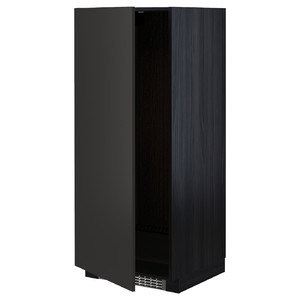 METOD High cabinet for fridge/freezer, black/Nickebo matt anthracite, 60x60x140 cm
