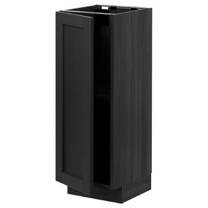 METOD Base cabinet with shelves, black/Lerhyttan black stained, 30x37 cm