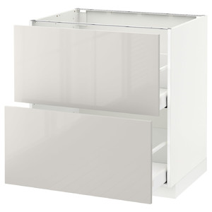 METOD / MAXIMERA Base cb 2 fronts/2 high drawers, white, Ringhult light grey, 80x60 cm
