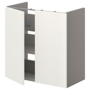 ENHET Bs cb f wb w shlf/doors, grey, white, 60x30x60 cm