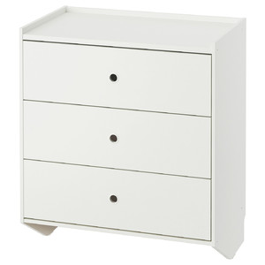 RACKNÄS Chest of 3 drawers, white/wall mounted, 69x78 cm