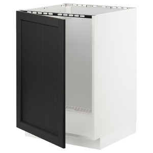 METOD Base cabinet for sink, white/Lerhyttan black stained, 60x60 cm