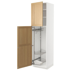 METOD High cabinet with cleaning interior, white/Forsbacka oak, 60x60x220 cm