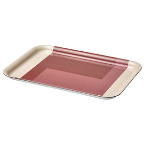 RÖDKNOT Tray, patterned grey-pink/brown-red, 20x28 cm