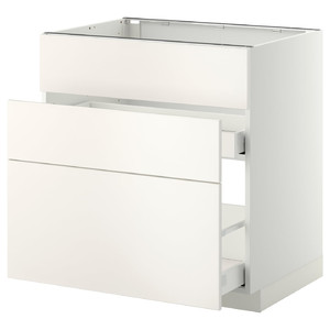 METOD / MAXIMERA Base cab f sink+3 fronts/2 drawers, white/Veddinge white, 80x60 cm
