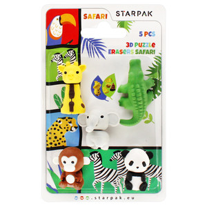 Starpak 3D Puzzle Erasers 5pcs Safari