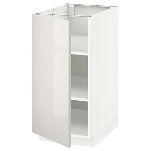METOD Base cabinet with shelves, white/Ringhult light grey, 40x60 cm