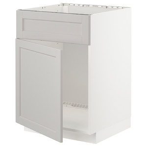 METOD Base cabinet f sink w door/front, white/Lerhyttan light grey, 60x60 cm