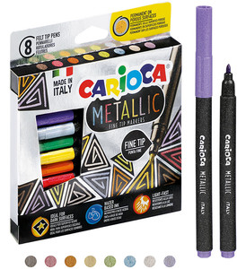 Carioca Metallic Fine Tio Markers 8 Colours