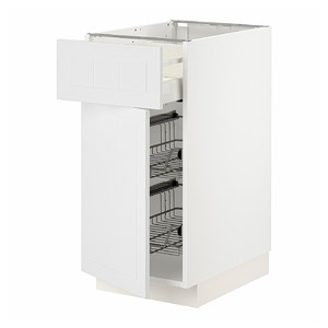 METOD / MAXIMERA Base cab w wire basket/drawer/door, white/Stensund white, 40x60 cm