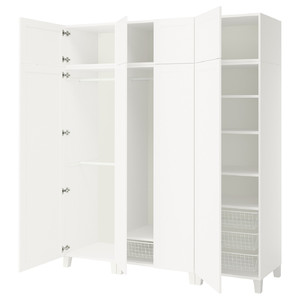 PLATSA Wardrobe with 8 doors, white/Sannidal white, 200x57x231 cm