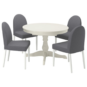 INGATORP / DANDERYD Table and 4 chairs, white white/Vissle grey, 110/155 cm
