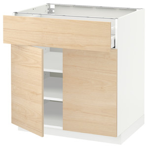 METOD / MAXIMERA Base cabinet with drawer/2 doors, white/Askersund light ash pattern, 80x60 cm