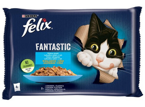 Felix Fantastic Cat Food Fish Flavours Salmon/Plaice in Jelly 4x85g