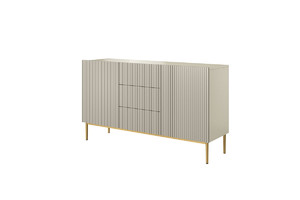 Cabinet with 2 Doors & 3 Drawers Nicole 150cm, cashmere/gold legs