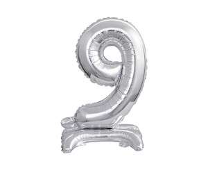 Foil Balloon Number 9 Standing, silver, 38cm