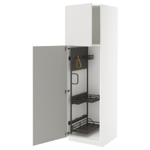 METOD High cabinet with cleaning interior, white/Ringhult light grey, 60x60x200 cm