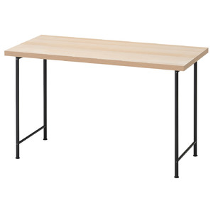 LAGKAPTEN/SPÄND Desk, white stained oak effect/black, 120x60 cm