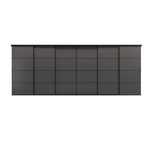 SKYTTA / MEHAMN Sliding door combination, black/double sided dark grey, 603x240 cm