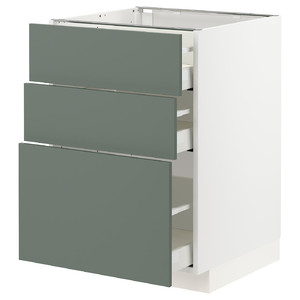 METOD / MAXIMERA Base cabinet with 3 drawers, white/Bodarp grey-green, 60x60 cm