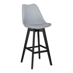Bar Stool Norden, wood black high PP, grey
