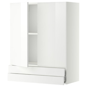 METOD / MAXIMERA Wall cabinet w 2 doors/2 drawers, white/Ringhult white, 80x100 cm