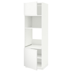 METOD Hi cb f oven/micro w 2 drs/shelves, white/Voxtorp matt white, 60x60x200 cm