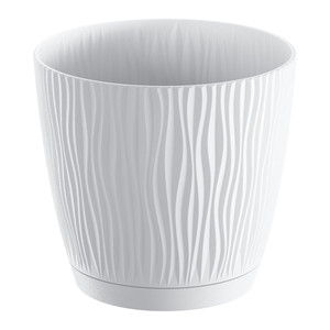 Plant Pot with Saucer Sandy 16.8 cm, white