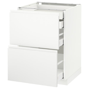 METOD / MAXIMERA Base cabinet, 2 fronts, 2 drawers, white, Voxtorp matt white, 60x60 cm