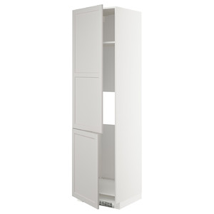 METOD High cab f fridge/freezer w 2 doors, white/Lerhyttan light grey, 60x60x220 cm