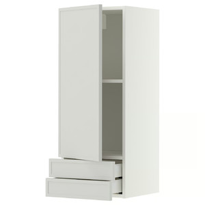 METOD/MAXIMERA Wall cabinet with door/2 drawers, white/Aspudden light grey, 40x100 cm