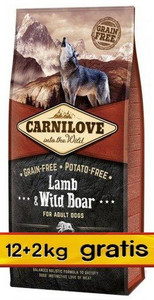 Carnilove Dog Food Lamb & Wild Boar Adult 14kg (12+2kg)