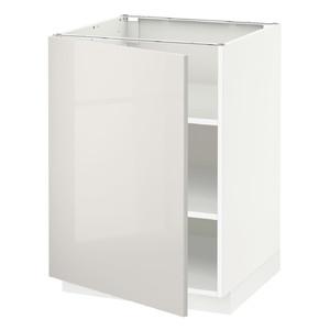 METOD Base cabinet with shelves, white/Ringhult light grey, 60x60 cm