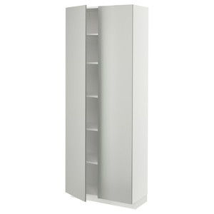 METOD High cabinet with shelves, white/Havstorp light grey, 80x37x200 cm