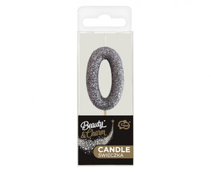 Birthday Candle Number 0, glitter black